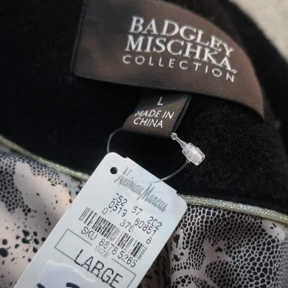 NWT Women Badgley Mischka Black Mix Media Wool Alpaca Leather Trim Olivia Coat L - Picture 13 of 16